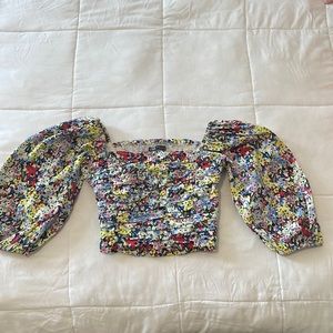 Zara- Floral off the shoulder balloon sleeve top